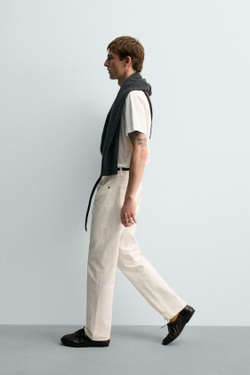 ZARA X AARON LEVINE ДЖИНСЫ STRAIGHT FIT, БЕЛЫЙ