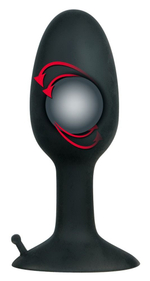 Полая анальная пробка с шариком Small Silicone Plug - 8 см. (Цвет: черный)