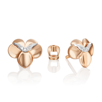 Серьги-пусеты из комбинированного золота c бриллиантами Артикул: 02-4999-00-101-1111