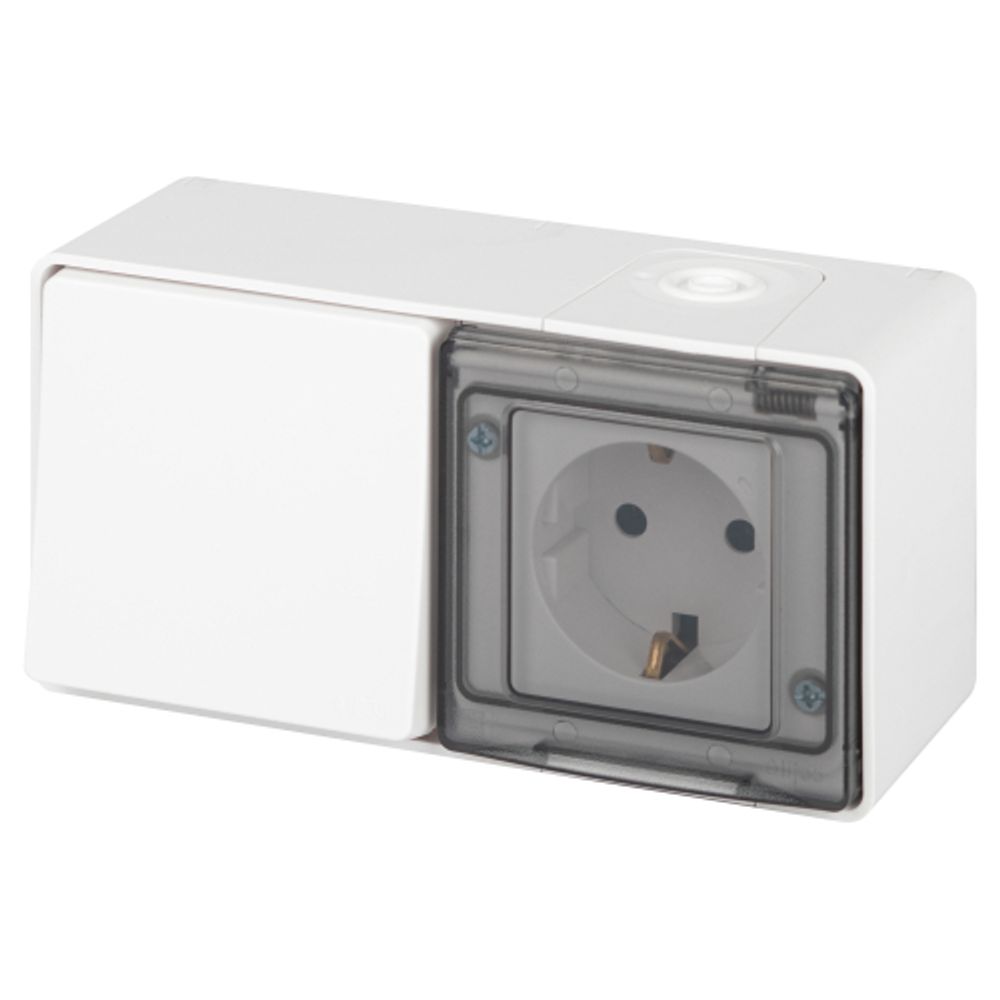 Блок розетка с выключателем ЭРА Эксперт 11-7501-01 IP55 16A-10AX-250В ОУ белый