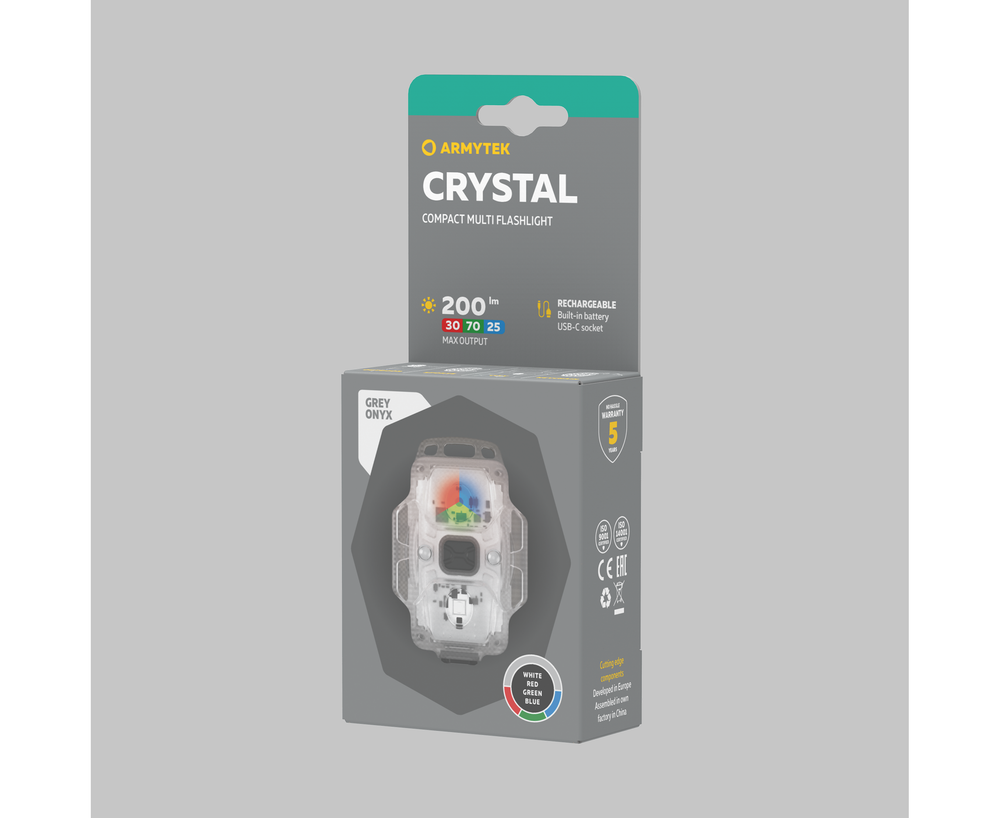 Мультифонарь светодиодный Armytek Crystal USB-C, 200 лм, белый, красный, зеленый, синий