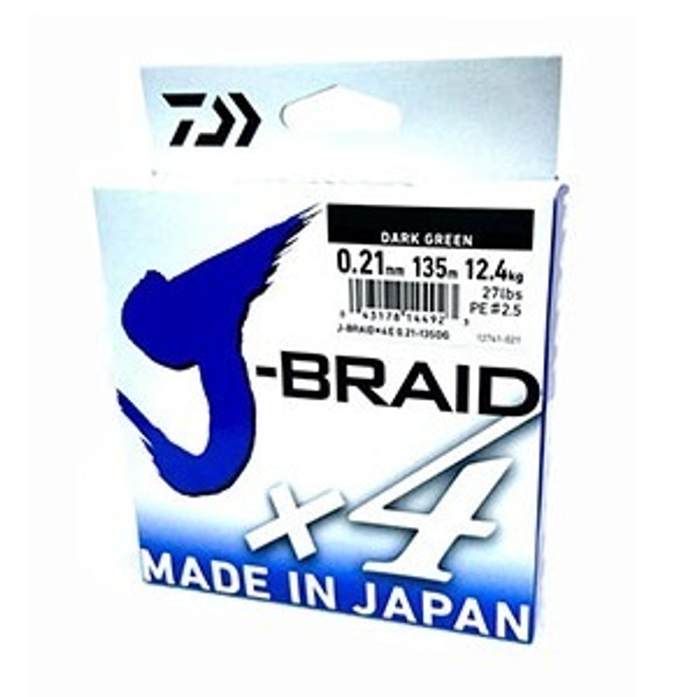Шнур Daiwa J-Braid X4 135м 0.07мм 2.6кг Dark Green 1шт