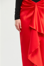 Платье макси драпированное из бифлекса и сатина