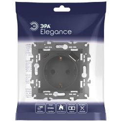 Розетка ЭРА Elegance 14-4108-05 2P+E 16A-250В со шторками с USB type-A+C 5В-3А антрацит | Эра Elegance
