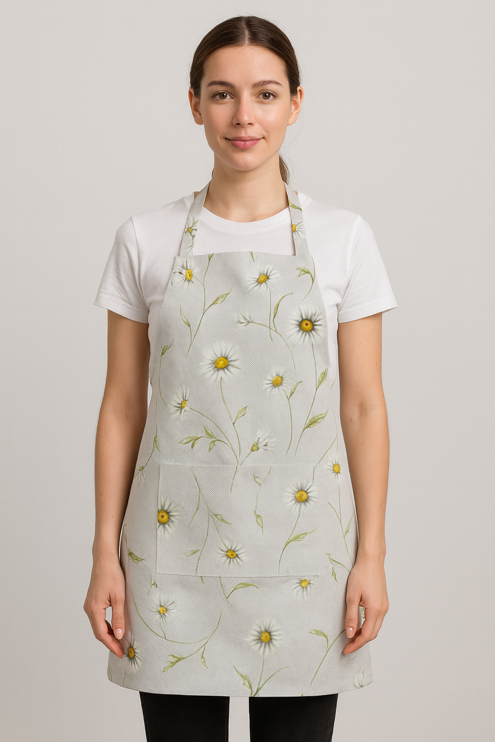 Фартук "Ромашки" с карманом, на завязках, хлопок