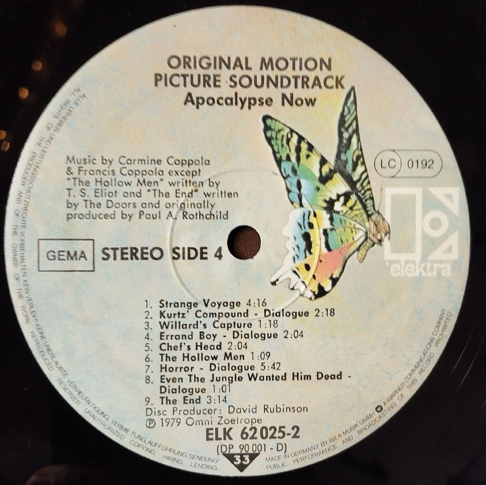 Винтажная виниловая пластинка LP Апокалипсис Сегодня Apocalypse Now Motion Picture Soundtrack (Germany 1979)