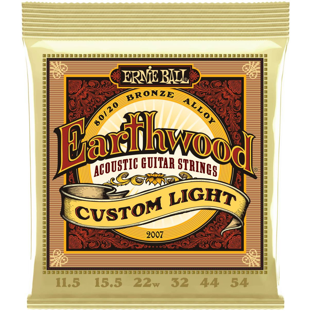 ERNIE BALL 2007 - струны для акустической гитары Earthwood 80/20 Bronze Custom Light (11.5-54).