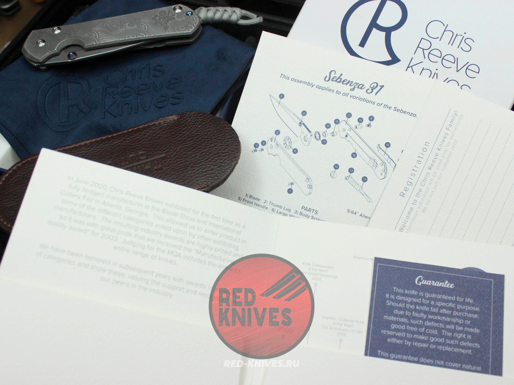 SPD X Chris Reeve Sebenza 31 Large Blue Wave - рук. титан, шайбы бронза, дэтенд керамика