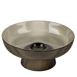 Блюдо на ножке "Frost stripe"(серое) d=19,7см h=9см (стекло) (транспортная упаковка)