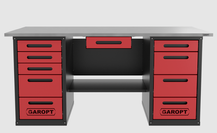Верстак с ящиком двухтумбовый 4 ящиков /5 ящиков 1800*700 красный GAROPT, GT1800Y1Y4Y5.red
