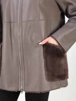 Дубленка зимняя двухсторонняя шуба с капюшоном