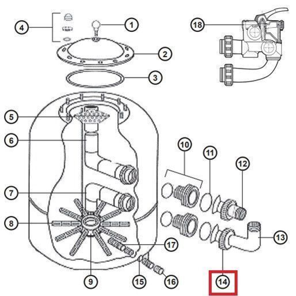 Гайка муфты Hayward NCX2312058 для фильтров серии NC (D 500-600)