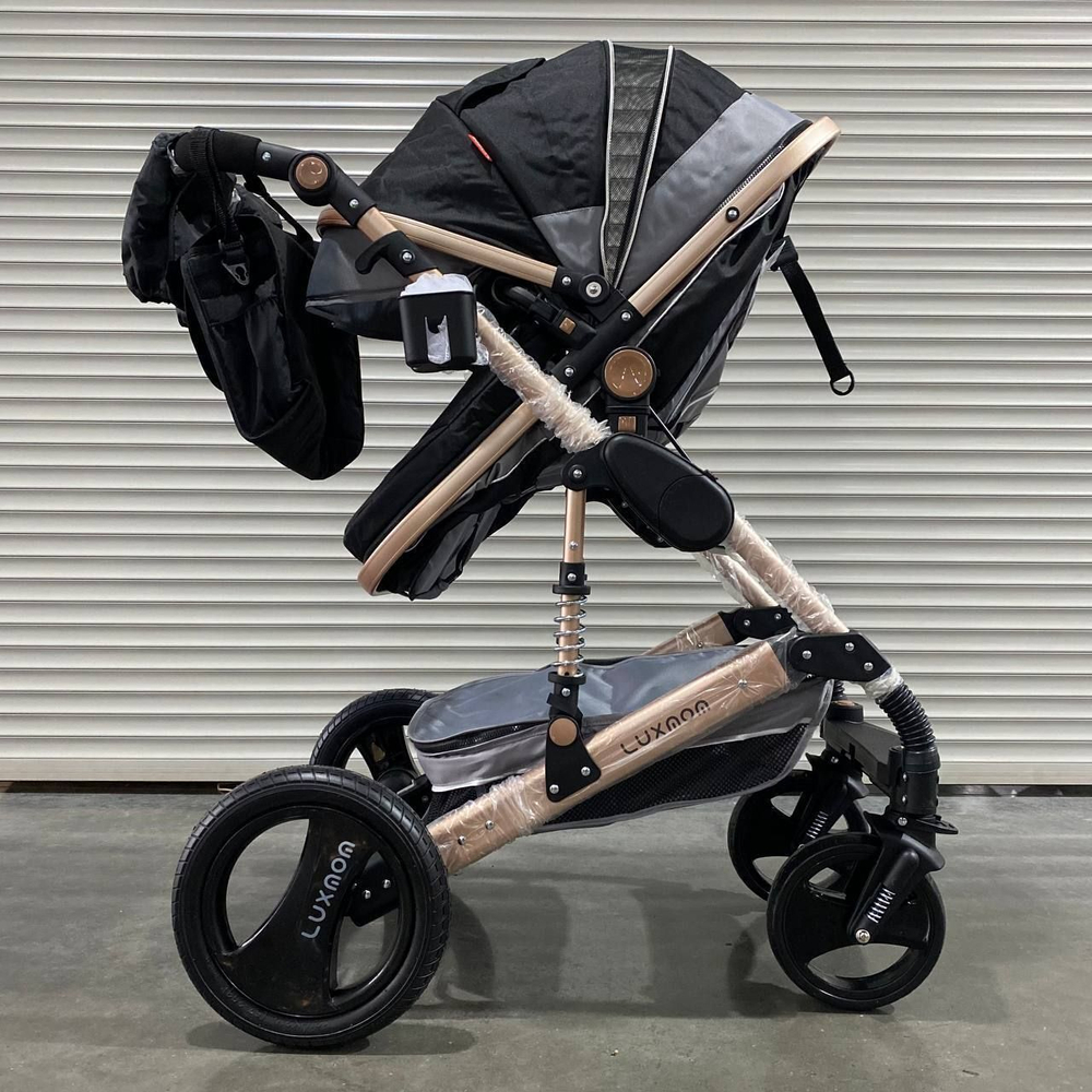 Детская коляска-трансформер 3 в 1 Luxmom 510, c автолюлькой / синий цвет