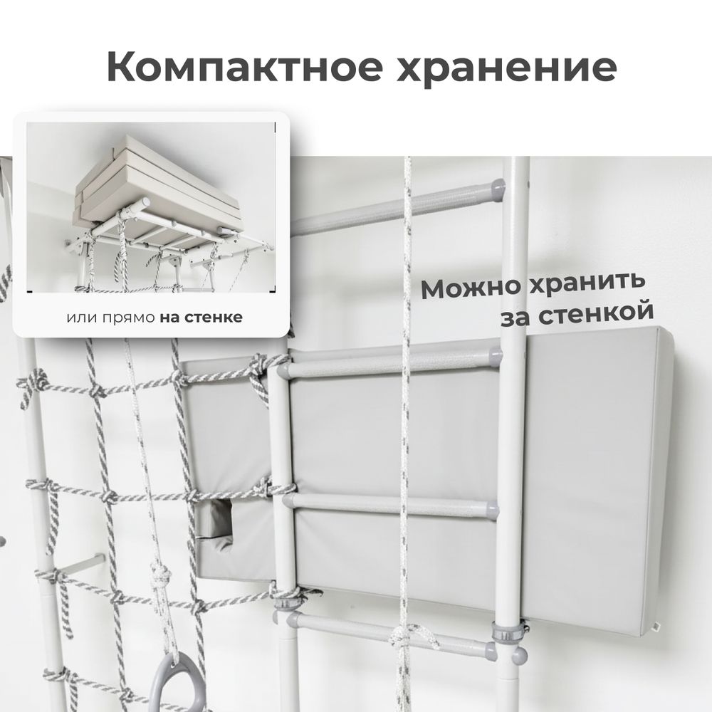 Мат с прорезями для шведской стенки (мягкий щит) Romana 1500*1000*100 , в 3 сложения (серый)