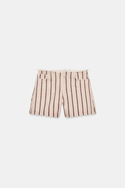 ZARA ДЖИНСОВЫЕ ШОРТЫ Z1975 В ПОЛОСКУ С БАХРОМОЙ, РАЗНОЦВЕТНЫЙ
