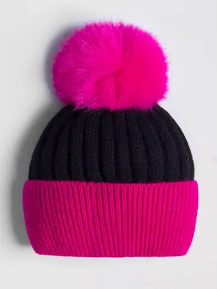 Шапка для девочки зимняя вязаная с помпоном