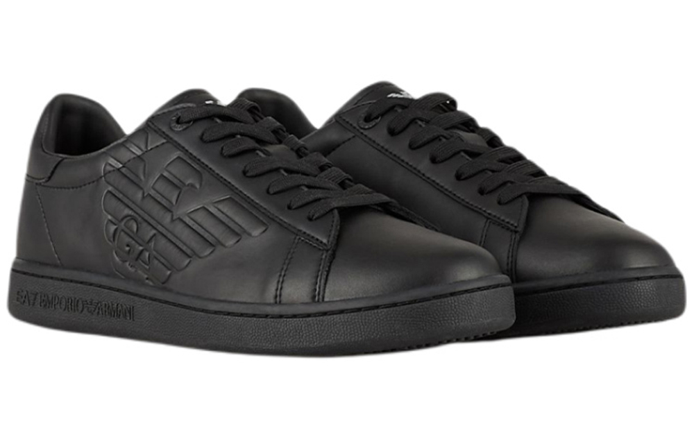 EMPORIO ARMANI Armani EA7 embossed LOGO casual sports fashion sneakers men and women the same style black