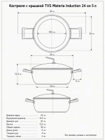 Кастрюля с крышкой TVS Materia Induction