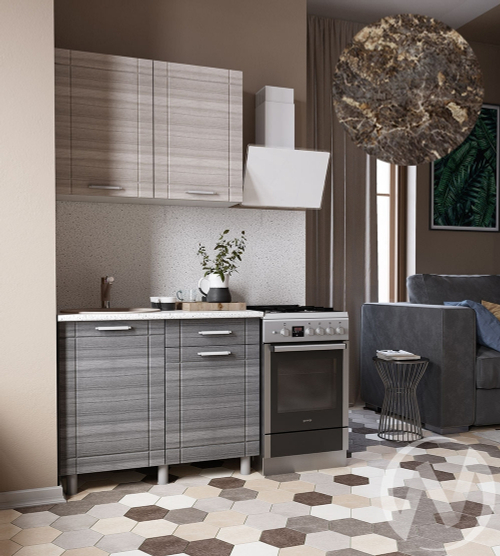 Кухня Салли 1.0м (корпус белый/сандал белый; сандал серый) 38мм королевский опал