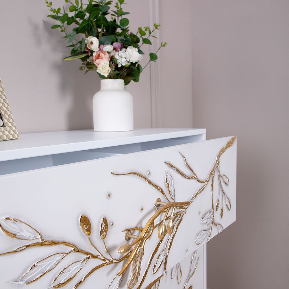 Комод Oliva Branch (Олива Бранч) с 3 ящиками Айс Мраморное Золото