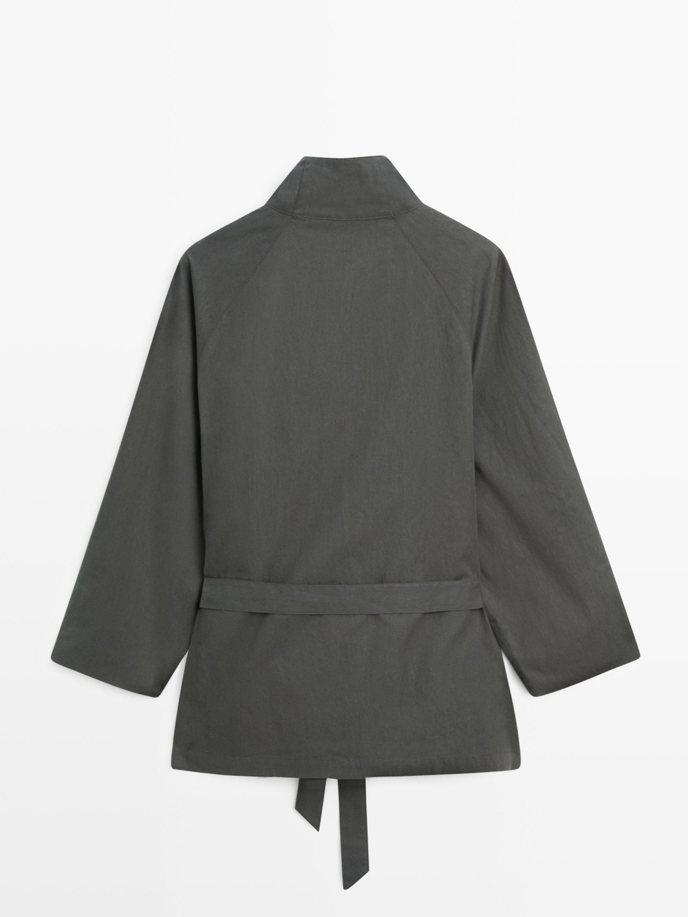 Massimo Dutti Короткий тренч из смесового хлопка с поясом, средне-синий