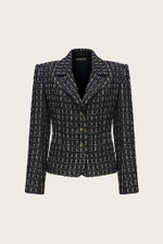 ЖАКЕТ ИЗ ЧЕРНОГО ТВИДА С ЛЮРЕКСНОЙ НИТЬЮ