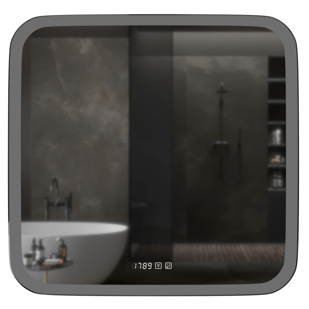 Зеркало MIXLINE "Стив-3" 700*685 (ШВ) сенсорный выключатель, часы + подогрев