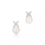 Серьги из платины с жемчугом и бриллиантами💠 Tiffany Victoria
