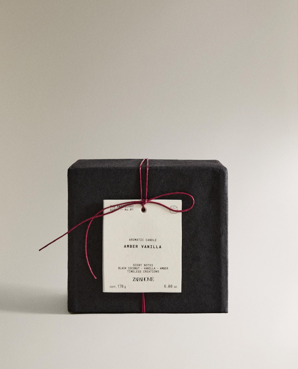 Zara Home Свеча ароматическая Amber Vanilla 170 г, растительный воск, аромат восточный древесный, Коричневый