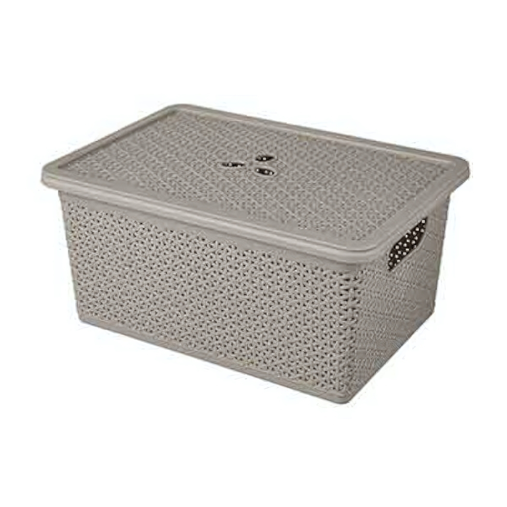 Корзина универсальная "Wenge" прямоугольная 20л, 430х300х205 мм с крышкой (серый)