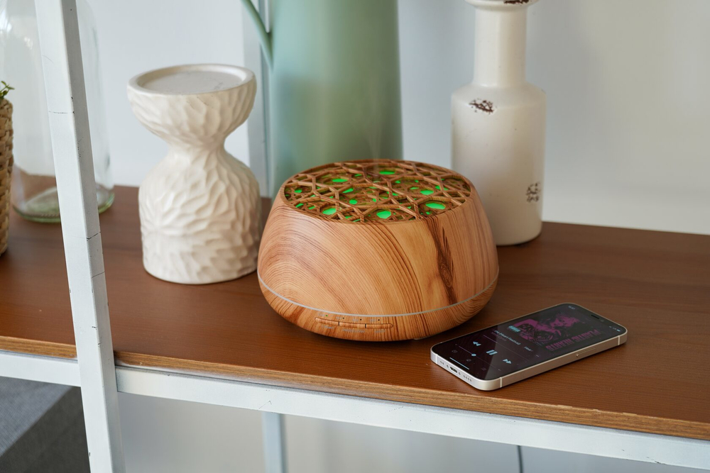 Аромадиффузор + bluetooth колонка Plato Milk Oak