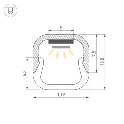 Профиль LINE-D-1111-2000 SQUARE ANOD (Arlight, Алюминий) 061084