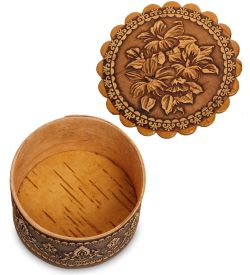 Народные промыслы BST-134/ 3 Шкатулка «Цветы» (береста)