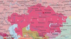Политическая карта мира (1,50 : 2,10 м ) , большая настенная ,на казахском языке, 2025 год