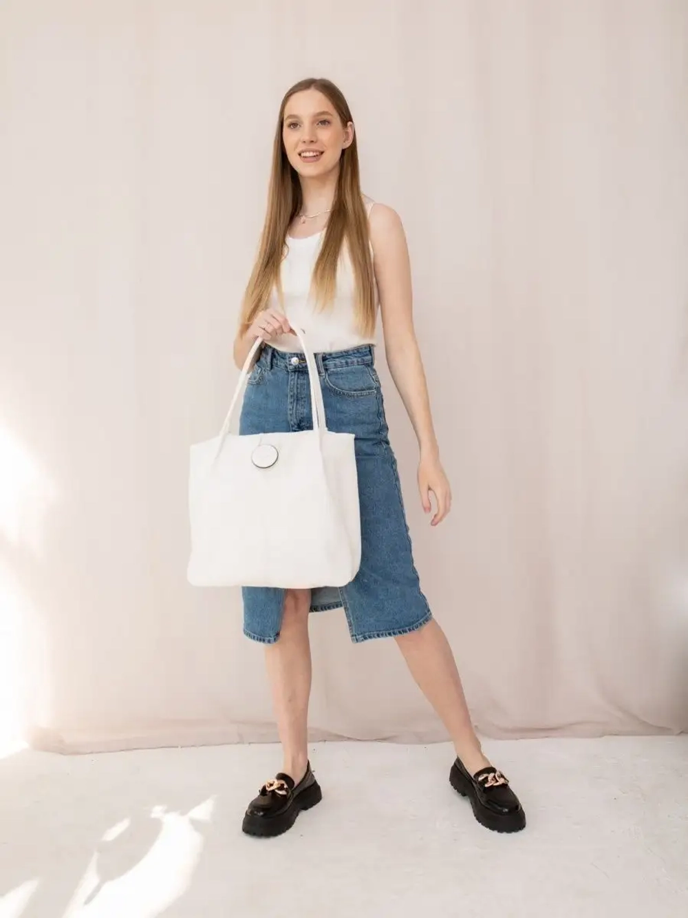 Сумка большая через плечо шоппер мешок