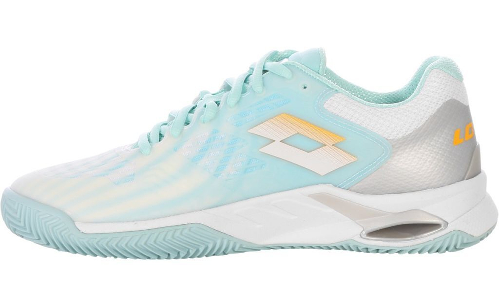 Женские Кроссовки теннисные Lotto Mirage 100 Clay W - all white/saffron/blue параdise