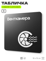 Табличка Венткамера, на дверь и стену, навигационная и информационная, серия CONCEPT, 18х18 см, Айдентика Технолоджи