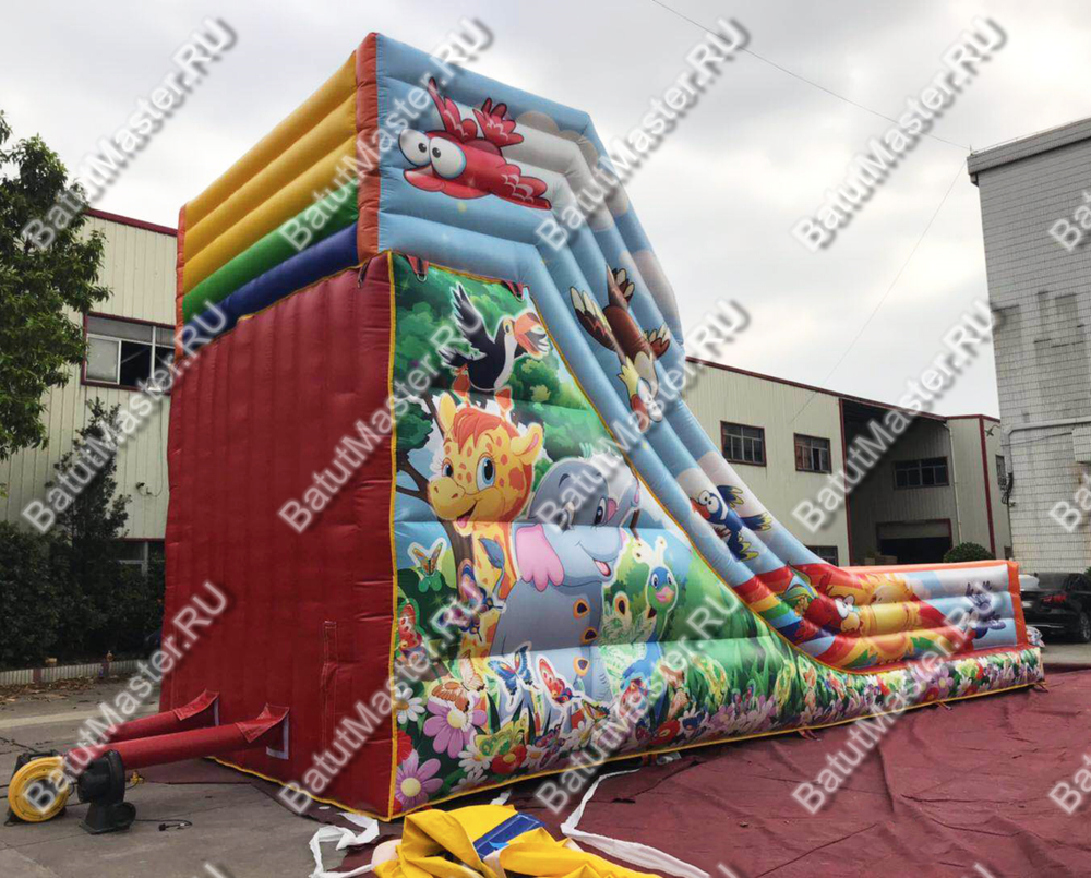 Детский надувной батут-горка "Радужный спуск" 10*5*6 м