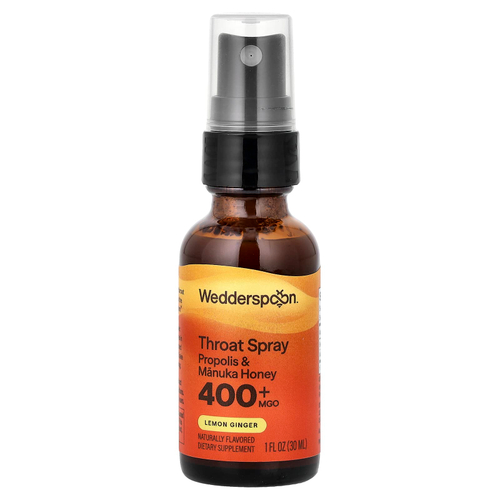 Wedderspoon, Спрей для горла с медом и прополисом Manuka, лимонный имбирь, MGO 400+, 30 мл (1 жидк. унц.)