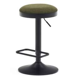 Барный табурет Zaib, 58-80 см, темно-зеленый шенилл, черная ножка