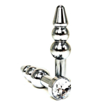 Анальная втулка елочка с прозрачным кристаллом 11 см