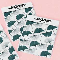 Ткань шелк Армани белые и зеленые листья