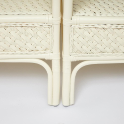 Комплект обеденный "ANDREA GRAND" (стол со стеклом+6 кресел+ подушки) TCH White (белый), Ткань рубчик, цвет кремовый