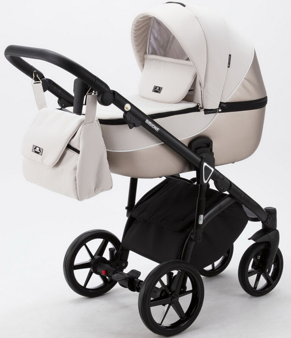 Детская коляска Adamex Bibione 2 в 1 BI-TSB12 (СВ.БЕЖ.ЖАКАРД+БЕЖ.ПЕРЛ.КОЖА)