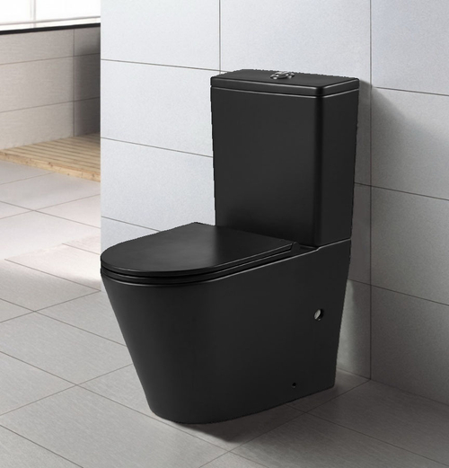 Унитаз-компакт безободковый Azario Vetro AZ-2149-MB с крышкой-сиденьем микролифт, матовый черный