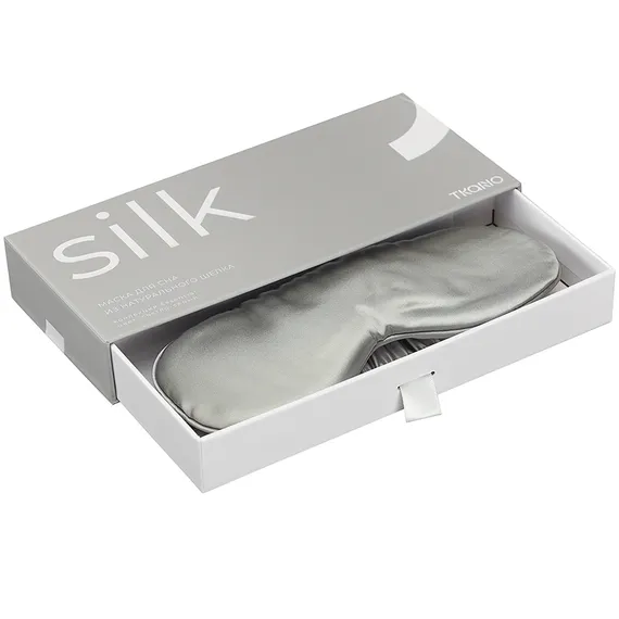 Маска для сна из натурального шелка светло-серого цвета из коллекции essential