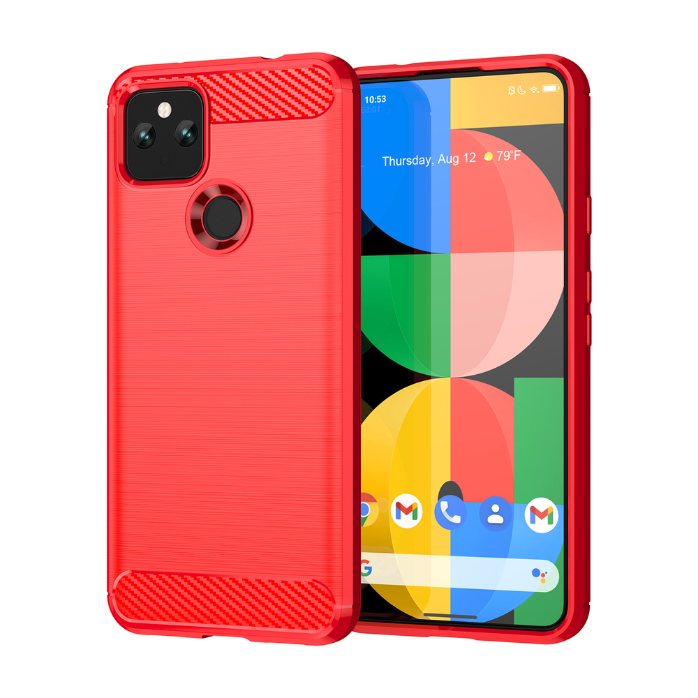 Чехол с дизайном в стиле карбон красного цвета для Google Pixel 5, серия Carbon от Caseport