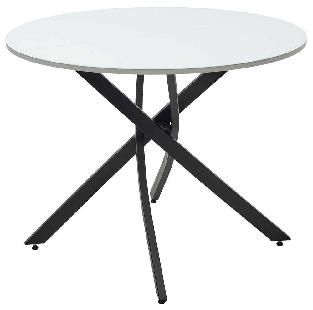 Стол М-City DISAUR Дарио D100 Белый, стекло, Черный каркас