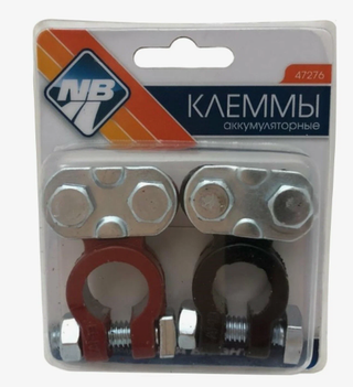 Клеммы АКБ  "+-"  красно-черные прямые Nova Bright 47276 к-т