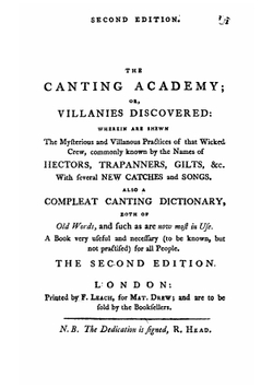 A Classical Dictionary of the Vulgar Tongue | Francis Grose